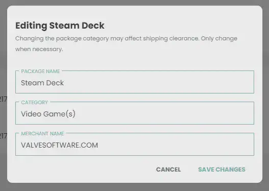 Steam Deck order edit