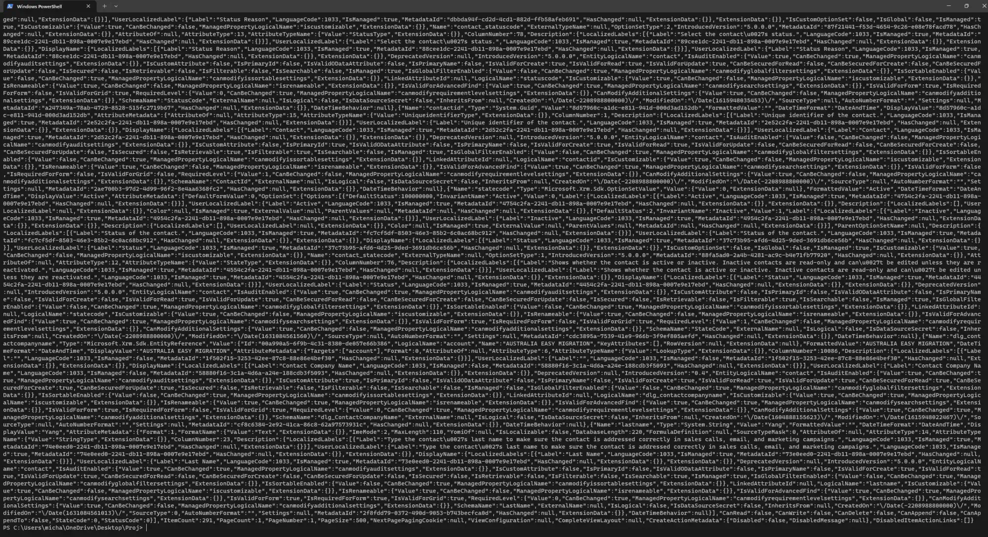 Close-up view of the JSON response showing structured data with names, addresses, and contact details