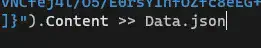 PowerShell command piping the JSON response to a file, showing successful data extraction with all required fields