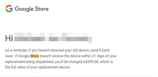 Google automated email reminder asking about returning Pixel Buds