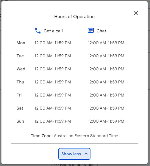 Google support phone queue interface displaying supposedly minimal wait times