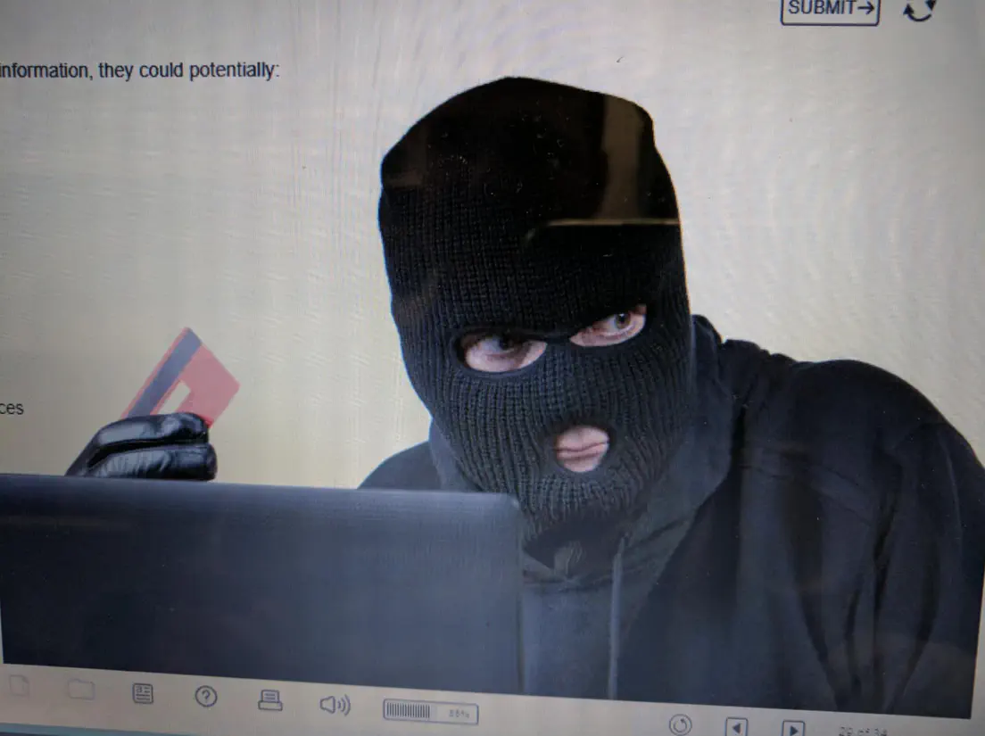 Screenshot from Telstra training materials showing a typical employee, representing the work environment at the Werribee store circa 2017